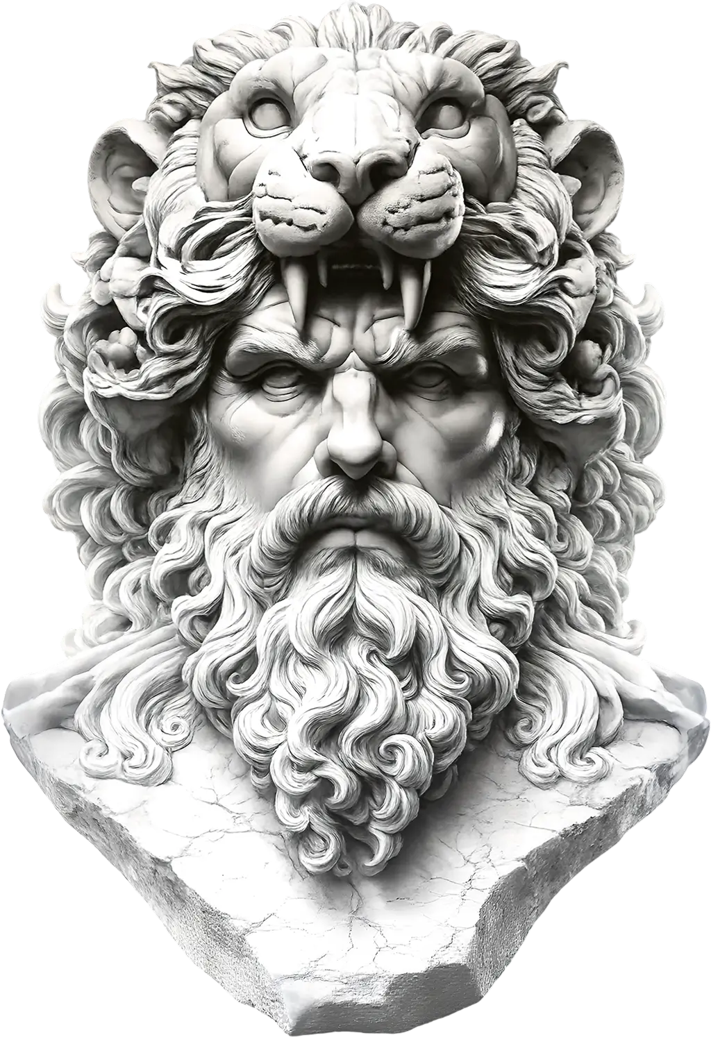 Vedant Media — classical marble lion statue symbolizing strength in influencer marketing