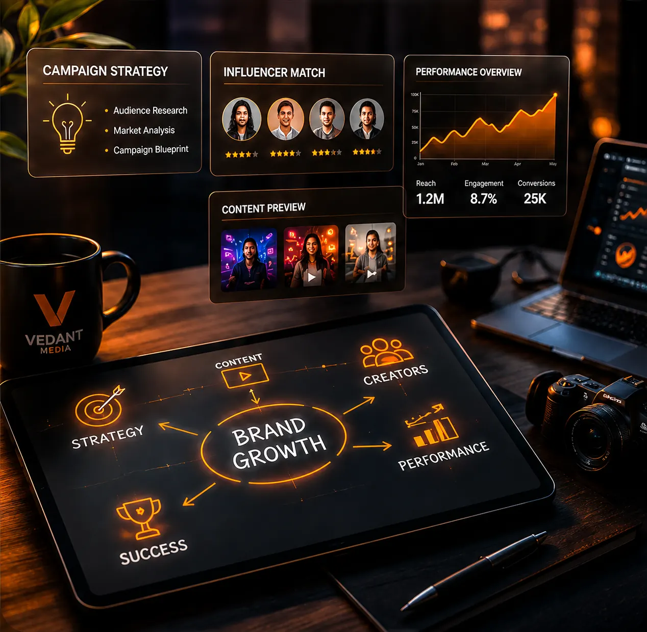 Vedant Media campaign strategy and brand growth workspace