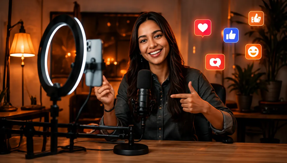 Influencer content creator in studio